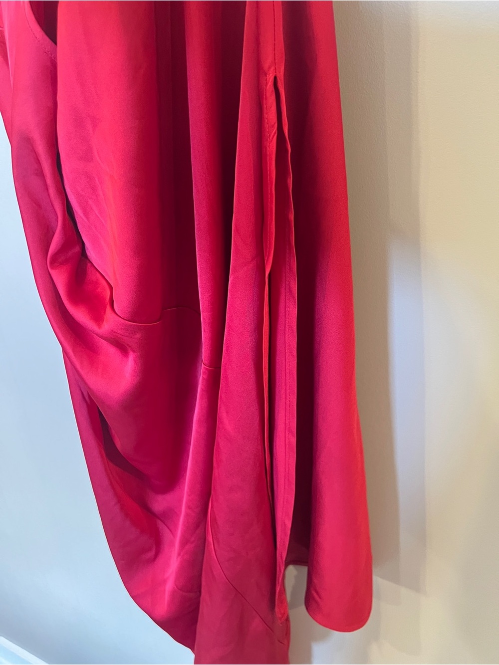 La Vie en Rose Red Satin Slip Midi Dress Size S Sexy Strappy Back - Picture 6 of 6